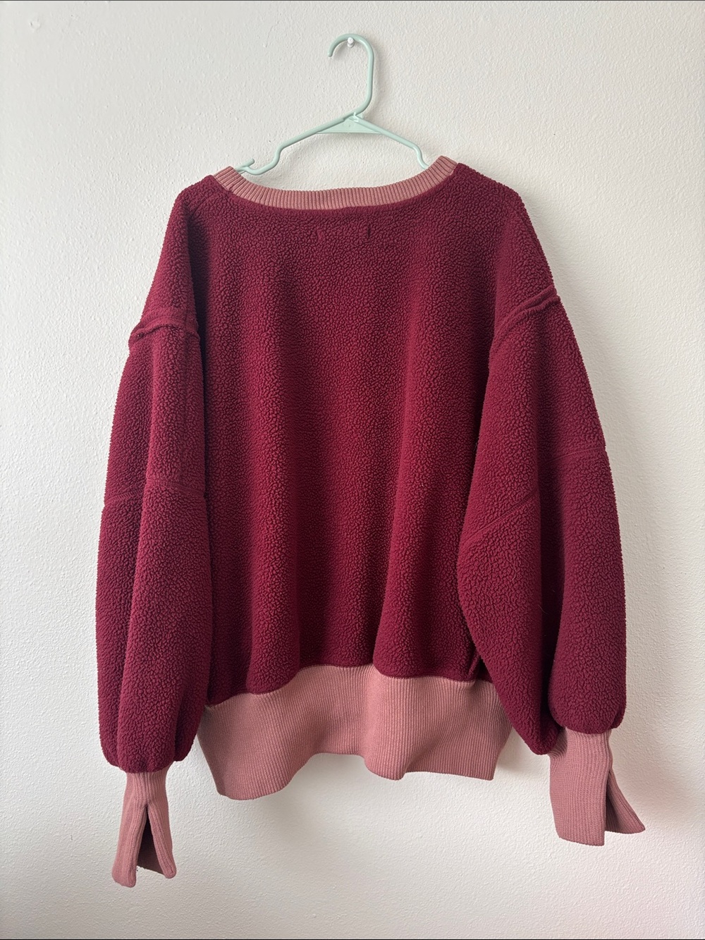 We The Free by Free People Camden Red Fleece Sweatshirt oversized boxy size L - Picture 6 of 7